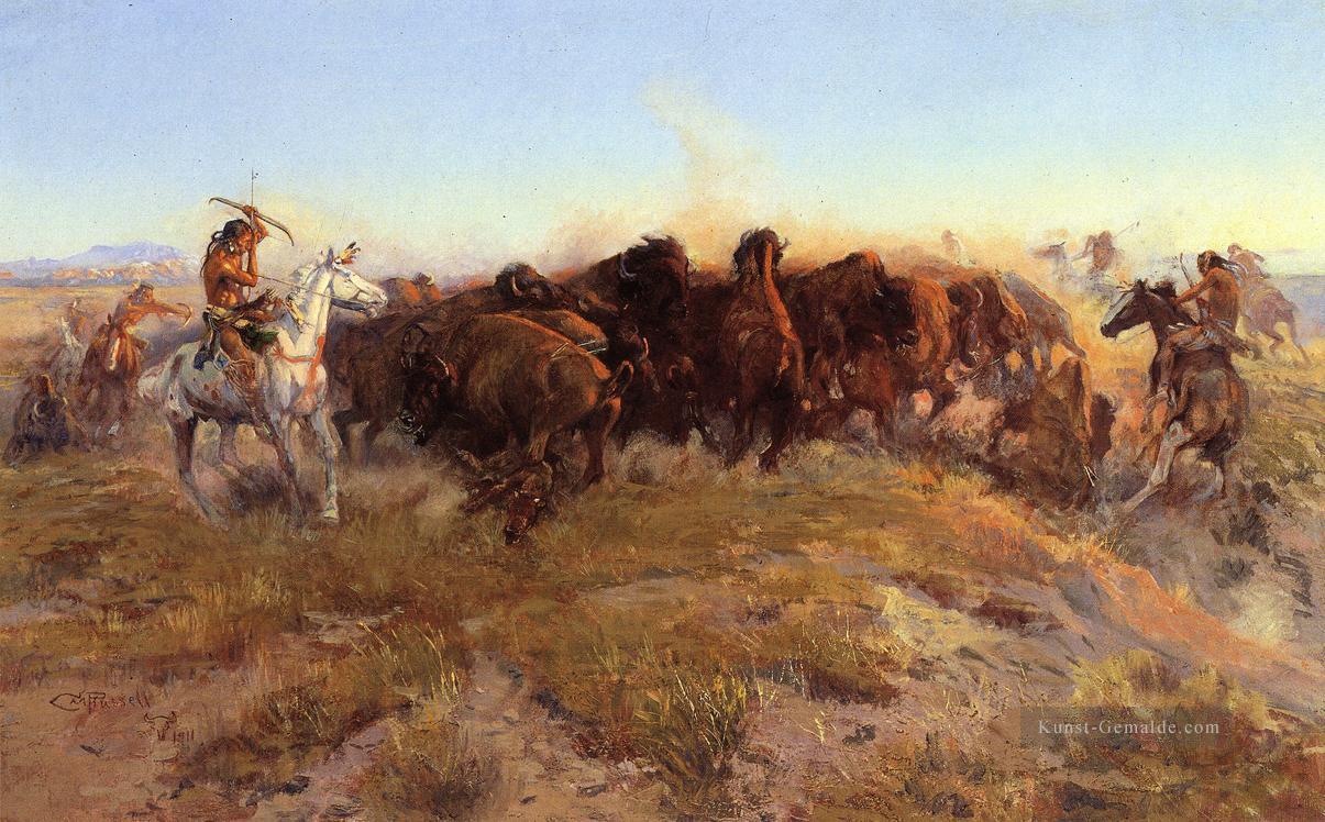 Der Surround Cowboy Charles Marion Russell Indianer Ölgemälde